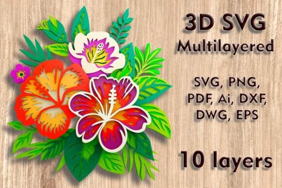 Download Hibiscus 3D SVG Multilayer Cutting Files - Premium Resources